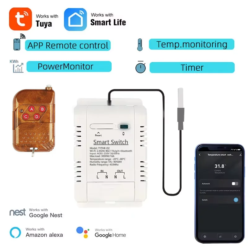 Tuya Wifi 16A/20A Smart Temper - Sonoff Basic Switch avis et prix