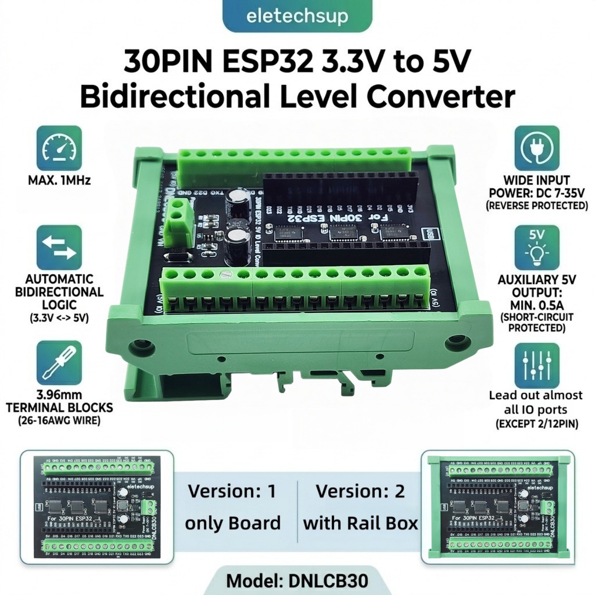 ESP32 30P DIN Rail Adapter, 3. - Level Shifter 3.3V avis et prix