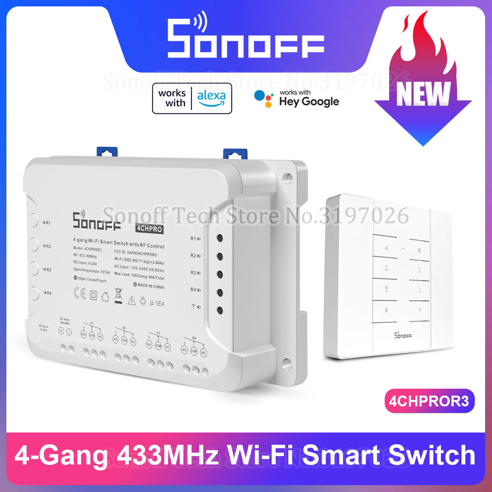 SONOFF 4CHPROR3 4 Gang 433Mhz  - Sonoff Basic Switch avis et prix