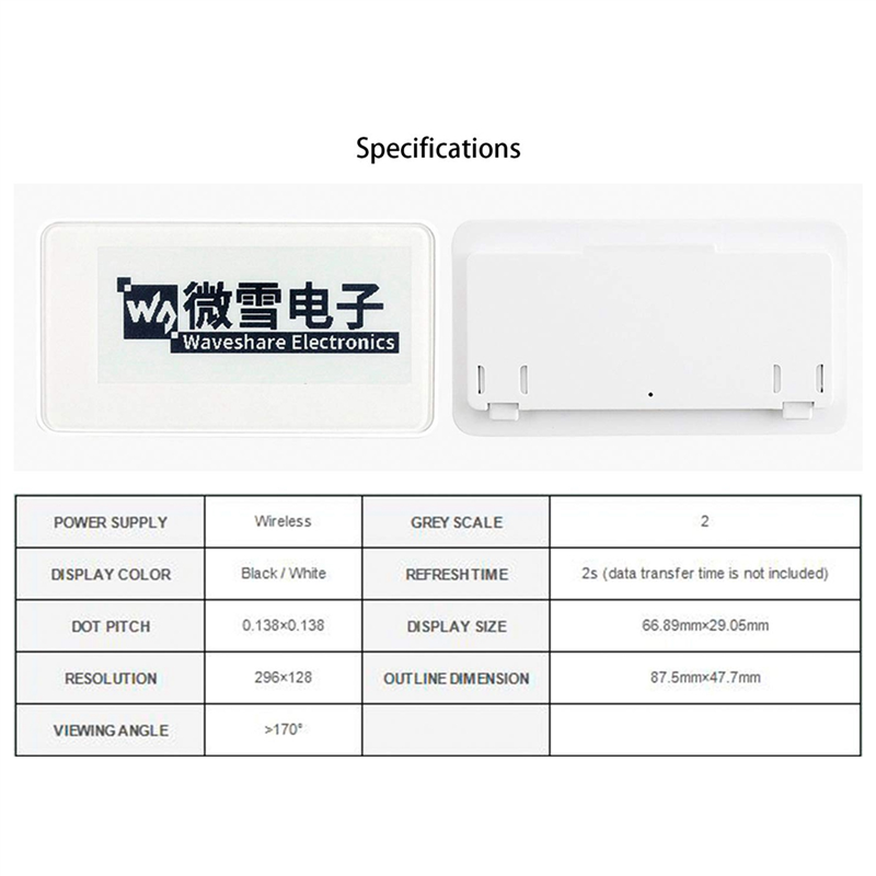 Waveshare 2.9 Inch Wireless NF - Display Epaper 2.9 avis et prix